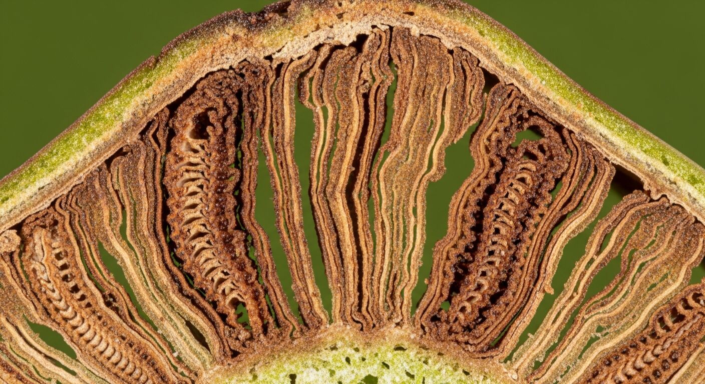 Internal crown damage in water hyacinth caused by weevil larvae