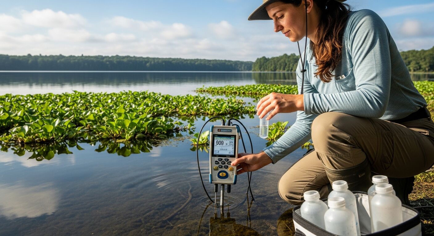 Water quality monitoring equipment deployed after herbicide treatment