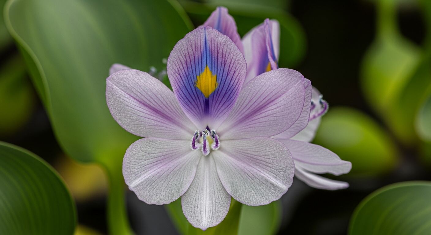 Water hyacinth flower close-up